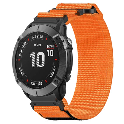 For Garmin Fenix 6X Pro 26mm Nylon Hook And Loop Fastener Watch Band(Orange) - Watch Bands by PMC Jewellery | Online Shopping South Africa | PMC Jewellery