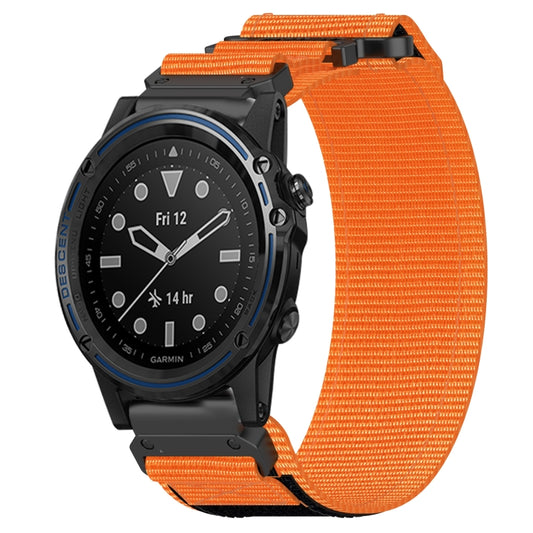 For Garmin Descent MK 1 26mm Nylon Hook And Loop Fastener Watch Band(Orange) - Watch Bands by PMC Jewellery | Online Shopping South Africa | PMC Jewellery