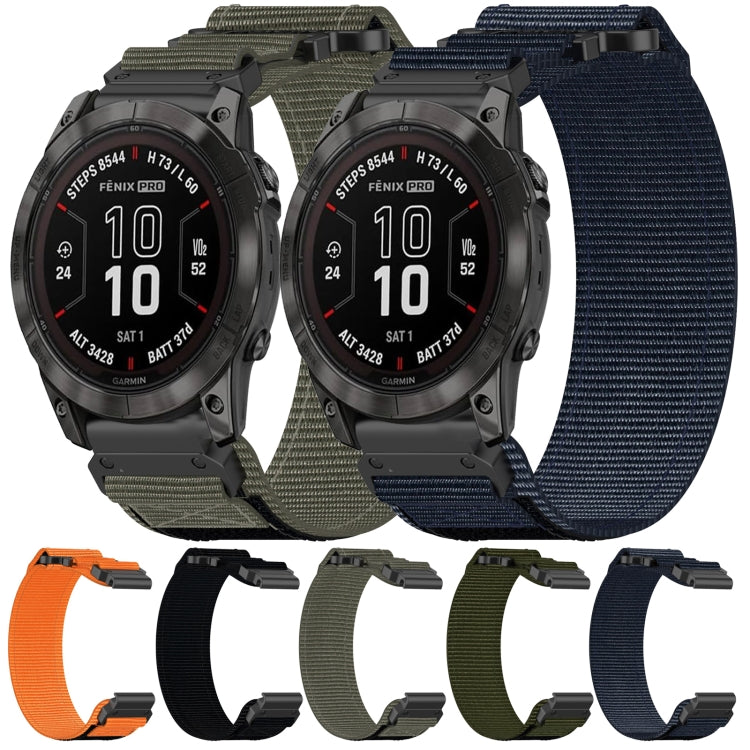 For Garmin Fenix 6X Sapphire 26mm Nylon Hook And Loop Fastener Watch Band(Black) - Watch Bands by PMC Jewellery | Online Shopping South Africa | PMC Jewellery