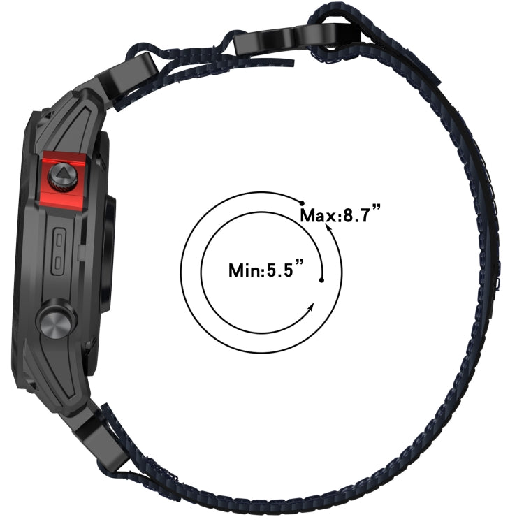 For Garmin Fenix 6X Sapphire 26mm Nylon Hook And Loop Fastener Watch Band(Blue) - Watch Bands by PMC Jewellery | Online Shopping South Africa | PMC Jewellery