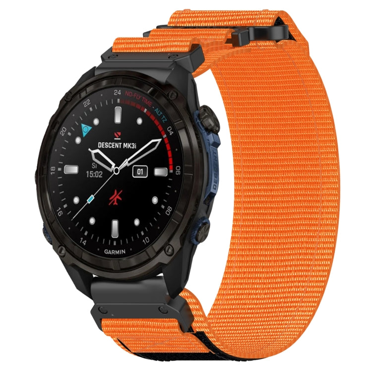 For Garmin Descent Mk3i 43mm 20mm Nylon Hook And Loop Fastener Watch Band(Orange) - Watch Bands by PMC Jewellery | Online Shopping South Africa | PMC Jewellery