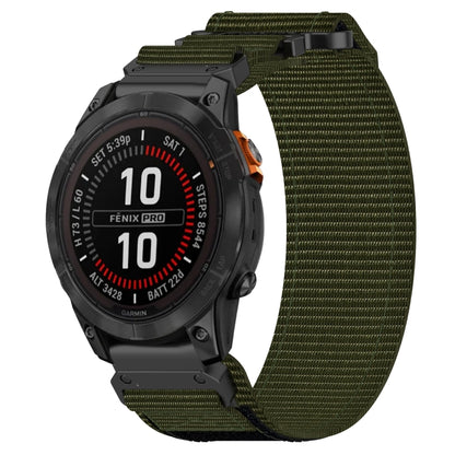 For Garmin Fenix 7S Pro 42mm 20mm Nylon Hook And Loop Fastener Watch Band(Army Green) - Watch Bands by PMC Jewellery | Online Shopping South Africa | PMC Jewellery