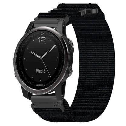 For Garmin Fenix 5S 20mm Nylon Hook And Loop Fastener Watch Band(Black) - Watch Bands by PMC Jewellery | Online Shopping South Africa | PMC Jewellery