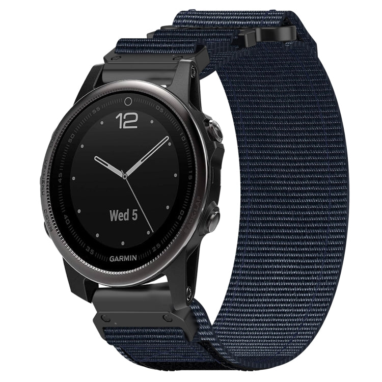 For Garmin Fenix 5S 20mm Nylon Hook And Loop Fastener Watch Band(Blue) - Watch Bands by PMC Jewellery | Online Shopping South Africa | PMC Jewellery