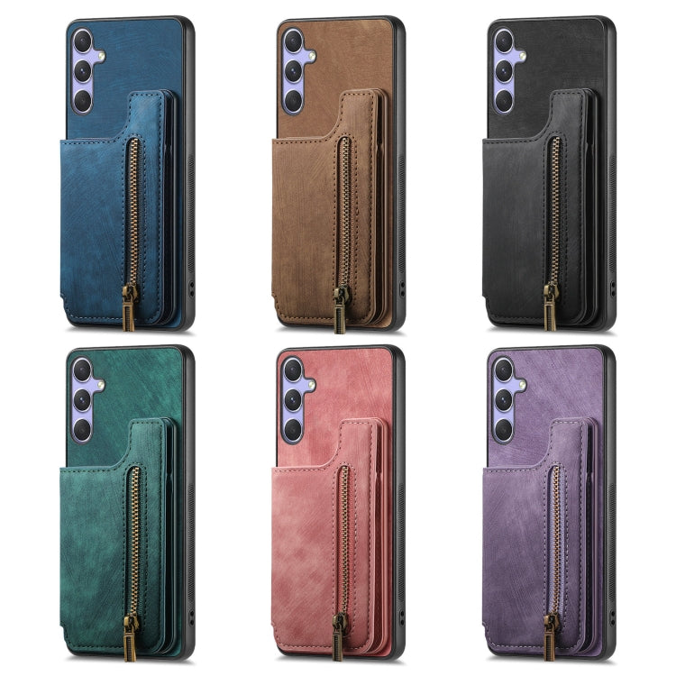 For Samsung Galaxy S25 Ultra 5G Retro Leather Zipper Wallet Back Phone Case(Blue) - free shipping - PMC Jewellery - Order now!