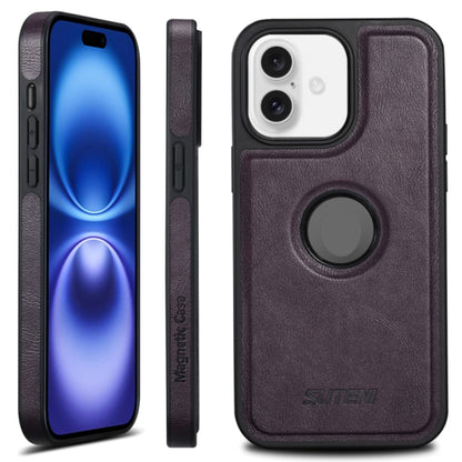 For iPhone 16 Plus Suteni G1 Magsafe Leather Back Phone Case(Purple) - iPhone 16 Plus Cases by Suteni | Online Shopping South Africa | PMC Jewellery | Buy Now Pay Later Mobicred