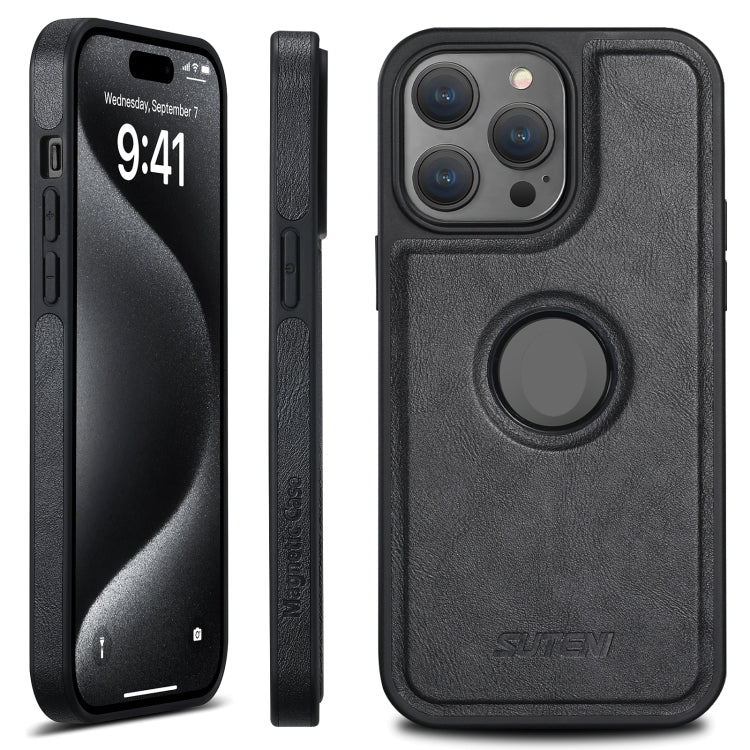 For iPhone 16 Pro Max Suteni G1 Magsafe Leather Back Phone Case(Black) - iPhone 16 Pro Max Cases by Suteni | Online Shopping South Africa | PMC Jewellery | Buy Now Pay Later Mobicred