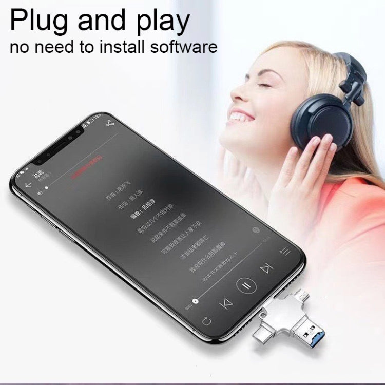 4 in 1 USB-C / Type-C  USB 2.0 + Micro USB + 8 Pin Adapter TF Card Reader, Memory Card:16GB(Sliver) - free shipping - PMC TechLife - Order now!