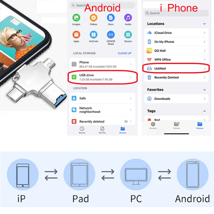 4 in 1 USB-C / Type-C  USB 2.0 + Micro USB + 8 Pin Adapter TF Card Reader, Memory Card:16GB(Sliver) - free shipping - PMC TechLife - Order now!