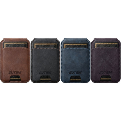 Suteni S2 Phone Magnetic Card Case Card Sleeve MagSafe Magnetic Coil PU Leather(Brown) -  by Suteni | Online Shopping South Africa | PMC Jewellery | Buy Now Pay Later Mobicred