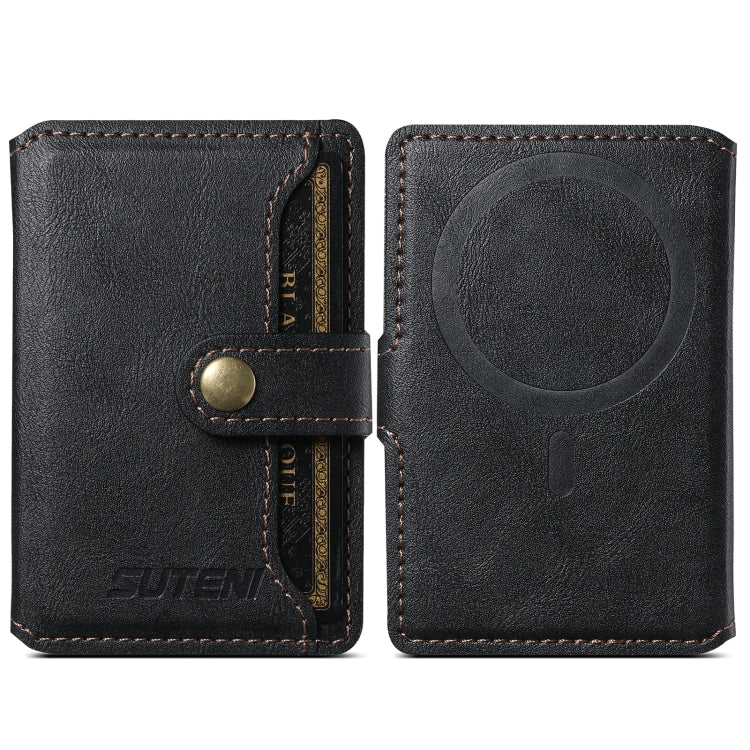 Suteni S2 Phone Magnetic Card Case Card Sleeve MagSafe Magnetic Coil PU Leather(Black) - free shipping - PMC Jewellery - Order now!