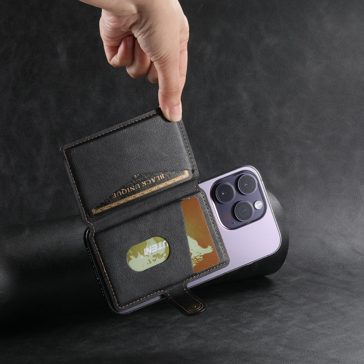 Suteni S2 Phone Magnetic Card Case Card Sleeve MagSafe Magnetic Coil PU Leather(Black) - free shipping - PMC Jewellery - Order now!