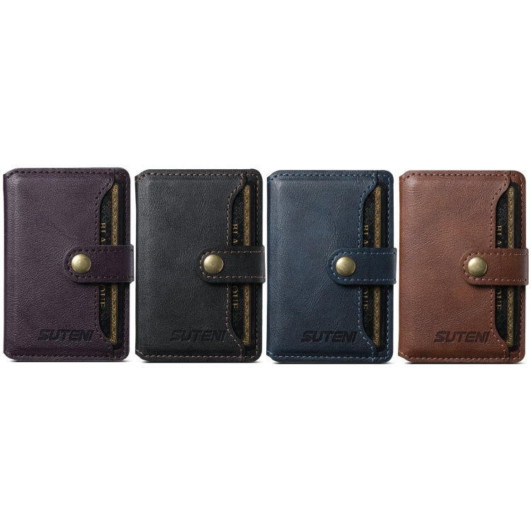Suteni S2 Phone Magnetic Card Case Card Sleeve MagSafe Magnetic Coil PU Leather(Blue) - free shipping - PMC Jewellery - Order now!