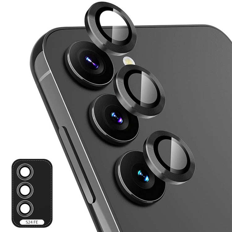 For Samsung Galaxy S24 FE 5G ENKAY Hat-Prince 9H Rear Camera Lens Aluminium Alloy Tempered Glass Film(Black) - free shipping - PMC Jewellery - Order now!