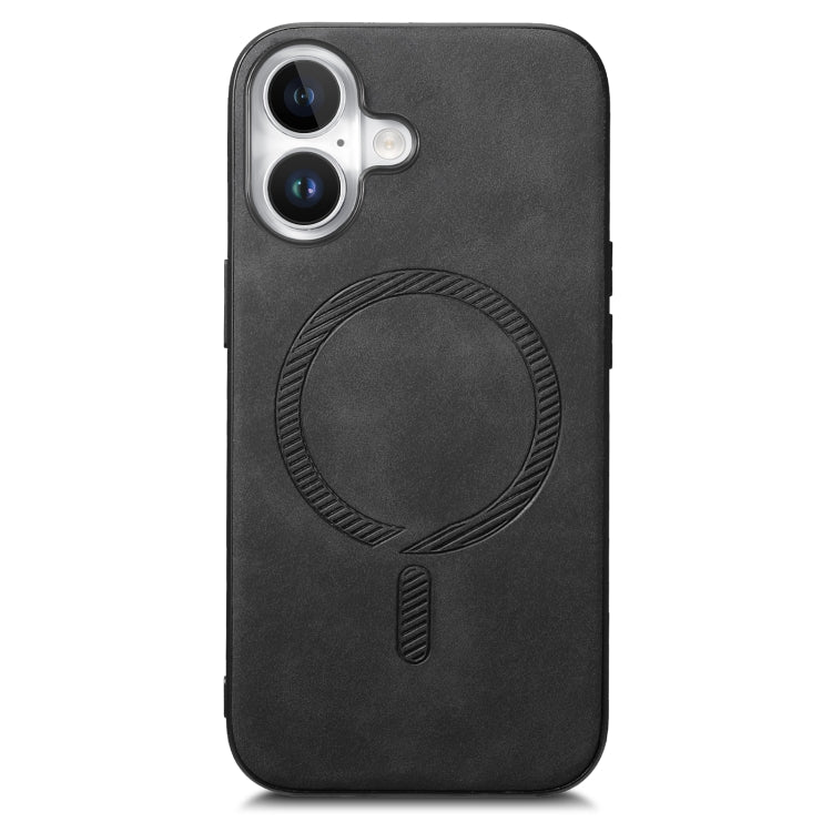 For iPhone 16 Plus Solid Color Retro Magsafe PU Back Cover Phone Case(Black) - iPhone 16 Plus Cases by PMC Jewellery | Online Shopping South Africa | PMC Jewellery | Buy Now Pay Later Mobicred