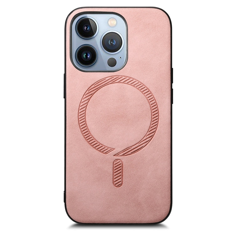 For iPhone 16 Pro Max Solid Color Retro Magsafe PU Back Cover Phone Case(Pink) - More iPhone Cases by PMC Jewellery | Online Shopping South Africa | PMC Jewellery | Buy Now Pay Later Mobicred