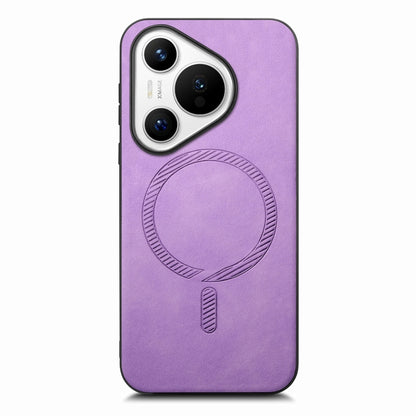 For Huawei Pura 70 Pro Solid Color Retro Magsafe PU Back Cover Phone Case(Purple) - Huawei Cases by PMC Jewellery | Online Shopping South Africa | PMC Jewellery | Buy Now Pay Later Mobicred