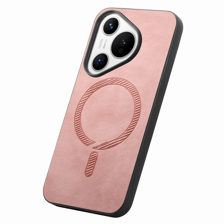 For Huawei Pura 70 Pro+ Solid Color Retro Magsafe PU Back Cover Phone Case(Pink) - Huawei Cases by PMC Jewellery | Online Shopping South Africa | PMC Jewellery | Buy Now Pay Later Mobicred