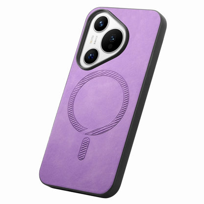 For Huawei Pura 70 Ultra Solid Color Retro Magsafe PU Back Cover Phone Case(Purple) - Huawei Cases by PMC Jewellery | Online Shopping South Africa | PMC Jewellery | Buy Now Pay Later Mobicred