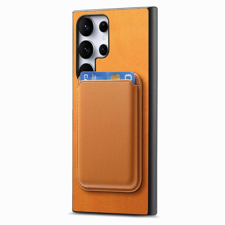 For Samsung Galaxy S25 Ultra 5G Retro Magsafe Card Bag PU Back Cover Phone Case(Yellow) - Galaxy S25 Ultra 5G Cases by PMC Jewellery | Online Shopping South Africa | PMC Jewellery | Buy Now Pay Later Mobicred