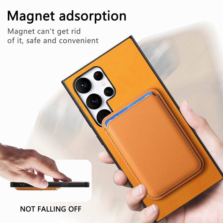 For Samsung Galaxy S25 Ultra 5G Retro Magsafe Card Bag PU Back Cover Phone Case(Yellow) - Galaxy S25 Ultra 5G Cases by PMC Jewellery | Online Shopping South Africa | PMC Jewellery | Buy Now Pay Later Mobicred