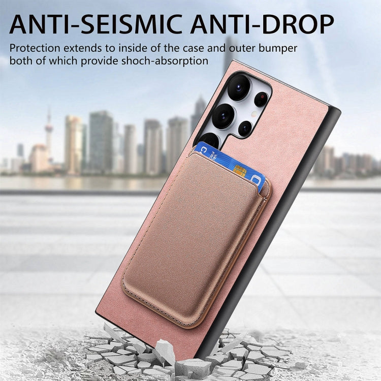 For Samsung Galaxy S25 Ultra 5G Retro Magsafe Card Bag PU Back Cover Phone Case(Pink) - Galaxy S25 Ultra 5G Cases by PMC Jewellery | Online Shopping South Africa | PMC Jewellery | Buy Now Pay Later Mobicred