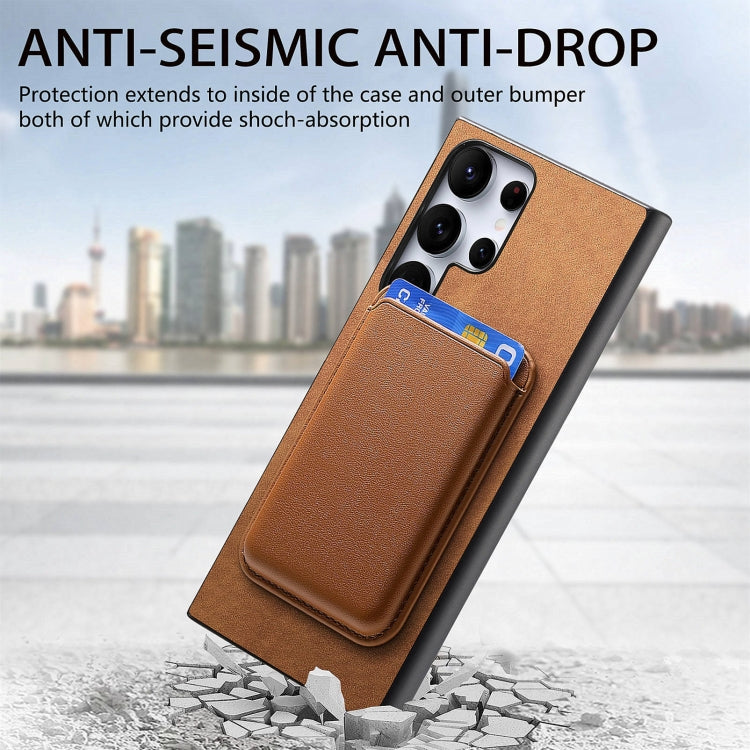 For Samsung Galaxy S25 Ultra 5G Retro Magsafe Card Bag PU Back Cover Phone Case(Brown) - Galaxy S25 Ultra 5G Cases by PMC Jewellery | Online Shopping South Africa | PMC Jewellery | Buy Now Pay Later Mobicred