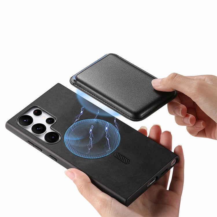 For Samsung Galaxy S25 Ultra 5G Retro Magsafe Card Bag PU Back Cover Phone Case(Black) - Galaxy S25 Ultra 5G Cases by PMC Jewellery | Online Shopping South Africa | PMC Jewellery | Buy Now Pay Later Mobicred