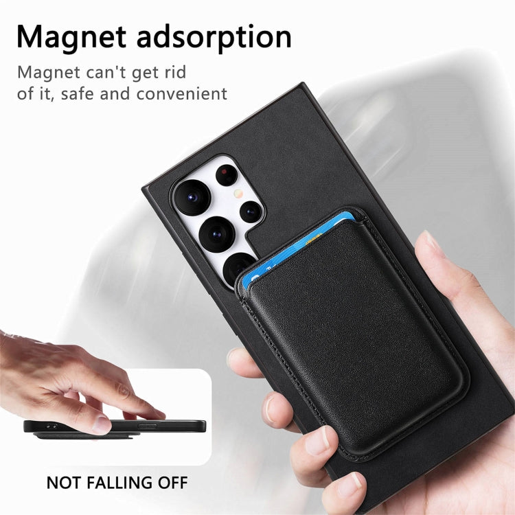 For Samsung Galaxy S25 Ultra 5G Retro Magsafe Card Bag PU Back Cover Phone Case(Black) - Galaxy S25 Ultra 5G Cases by PMC Jewellery | Online Shopping South Africa | PMC Jewellery | Buy Now Pay Later Mobicred