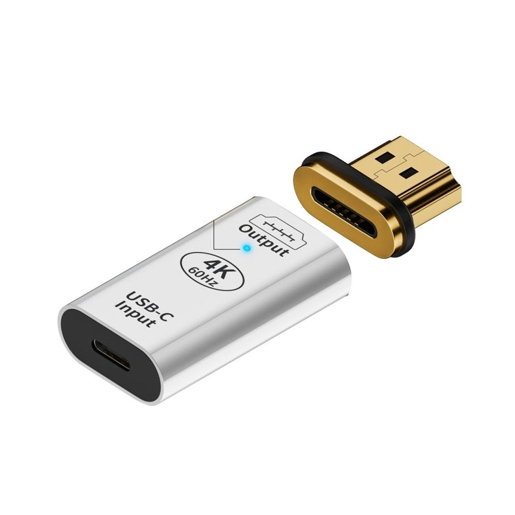 Type-C Female to HDMI 2.0 Male Converter Adapter 4K 60Hz HD Magnetic Plug(Silver) - Converter by PMC Jewellery | Online Shopping South Africa | PMC Jewellery | Buy Now Pay Later Mobicred