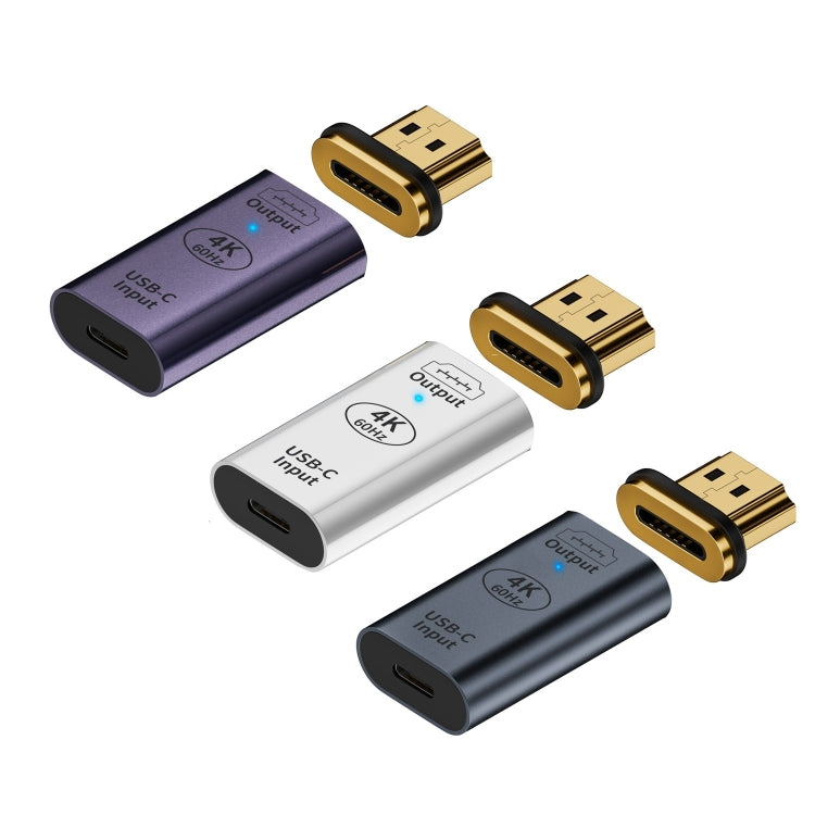 Type-C Female to HDMI 2.0 Male Converter Adapter 4K 60Hz HD Magnetic Plug(Silver) - free shipping - PMC Jewellery - Order now!