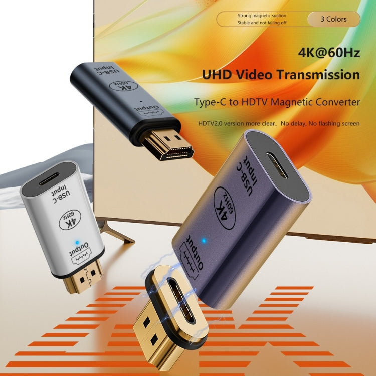 Type-C Female to HDMI 2.0 Male Converter Adapter 4K 60Hz HD Magnetic Plug(Silver) - free shipping - PMC Jewellery - Order now!