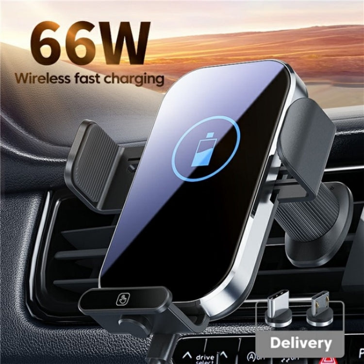 X10s Car Air Vent Hook 66W High Power Intelligent Induction Wireless Charger(Silver) - Wireless Charging Pads by PMC TechLife | Online Shopping South Africa | PMC TechLife | Buy Now Pay Later Mobicred