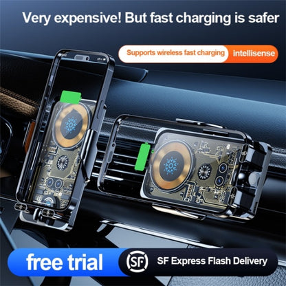 F18 With Infrared Sensor Phone Charging Aluminum Alloy Bracket Car Wireless Charger(Transparent Black) - Wireless Charging Pads by PMC Jewellery | Online Shopping South Africa | PMC Jewellery | Buy Now Pay Later Mobicred