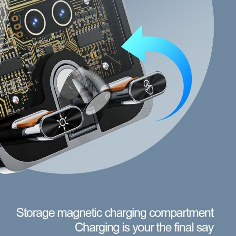 F18 With Infrared Sensor Phone Charging Aluminum Alloy Bracket Car Wireless Charger(Transparent Black) - Wireless Charging Pads by PMC TechLife | Online Shopping South Africa | PMC TechLife | Buy Now Pay Later Mobicred