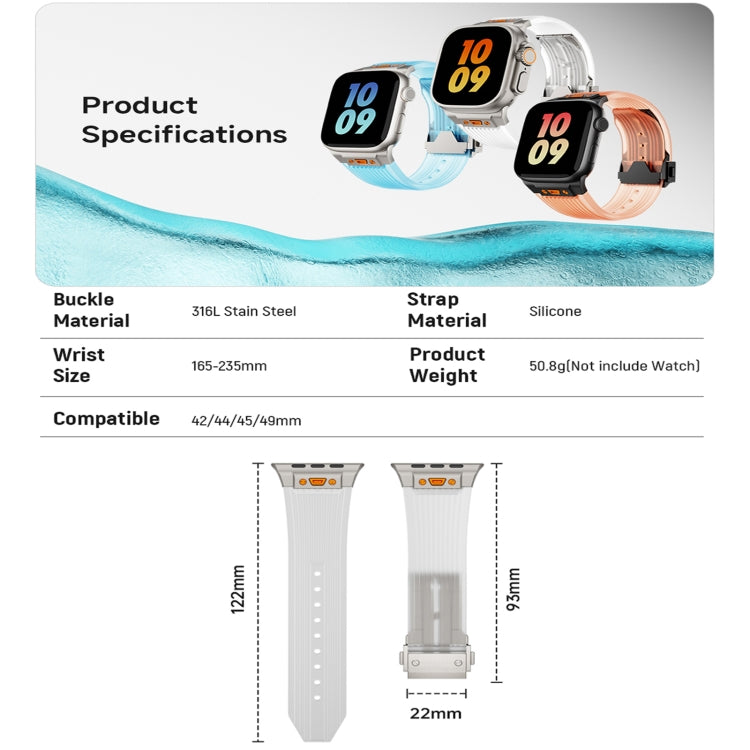 For Apple Watch SE 2023 44mm Transparent Silicone Watch Band(Black Transparent) - free shipping - PMC TechLife - Order now!