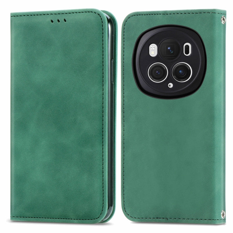 For Honor Magic6 Pro Retro Skin Feel Magnetic Flip Leather Phone Case(Green) - Honor Cases by PMC Jewellery | Online Shopping South Africa | PMC Jewellery | Buy Now Pay Later Mobicred