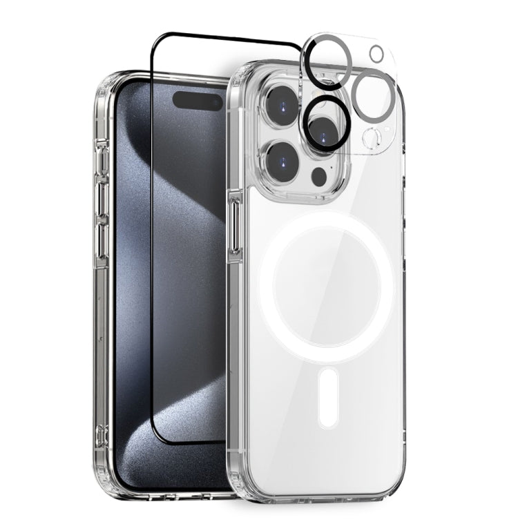 For iPhone 15 Pro Max NORTHJO 3 in 1 Magsafe Clear Phone Case with Screen Film + Rear Lens Film - free shipping - PMC Jewellery - Order now!