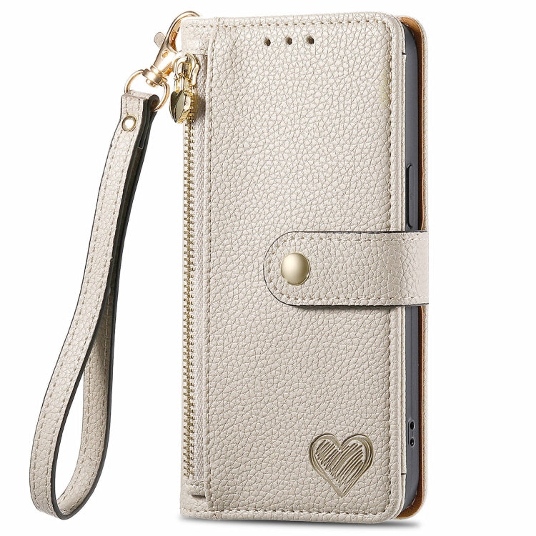 For Motorola Moto G Play 2024 Love Zipper Lanyard Leather Phone Case(Gray) - Motorola Cases by PMC Jewellery | Online Shopping South Africa | PMC Jewellery | Buy Now Pay Later Mobicred