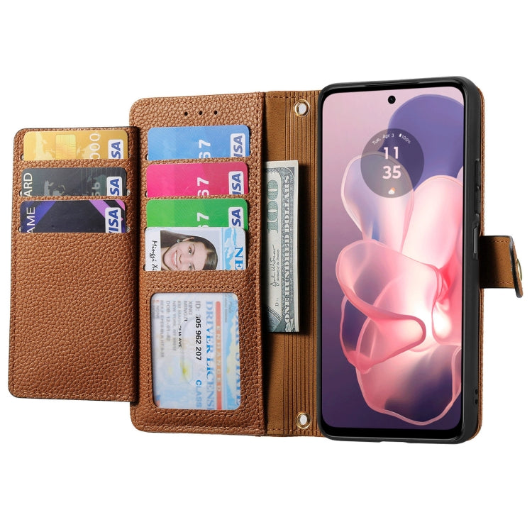 For Motorola Moto G Power 5G 2024 Love Zipper Lanyard Leather Phone Case(Brown) - Motorola Cases by PMC Jewellery | Online Shopping South Africa | PMC Jewellery | Buy Now Pay Later Mobicred