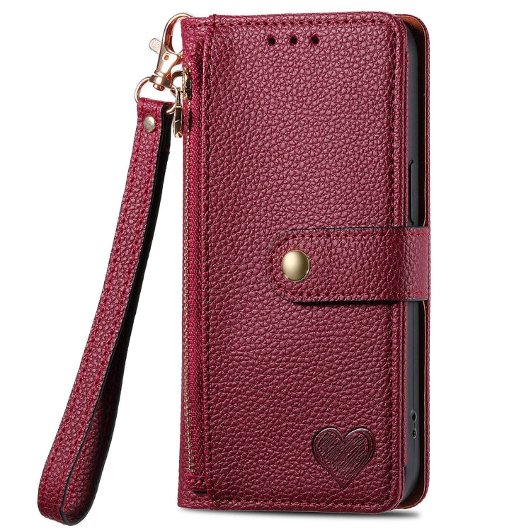 For Motorola Moto G Power 5G 2024 Love Zipper Lanyard Leather Phone Case(Red) - Motorola Cases by PMC Jewellery | Online Shopping South Africa | PMC Jewellery | Buy Now Pay Later Mobicred