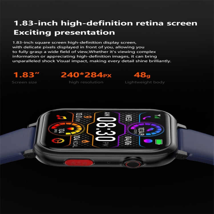 G18 1.83 inch Color Screen Smart Watch Silicone Strap, Support  Noninvasive Blood Sugar / Uric Acid(Black) - free shipping - PMC TechLife - Order now!