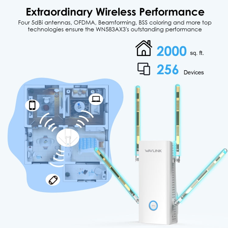 Wavlink WN583AX3 AX3000 Dual Band WiFi Repeater/AP/Router/Mesh Mode WiFi Extender, Plug:US Plug - Wireless Routers by WAVLINK | Online Shopping South Africa | PMC Jewellery | Buy Now Pay Later Mobicred