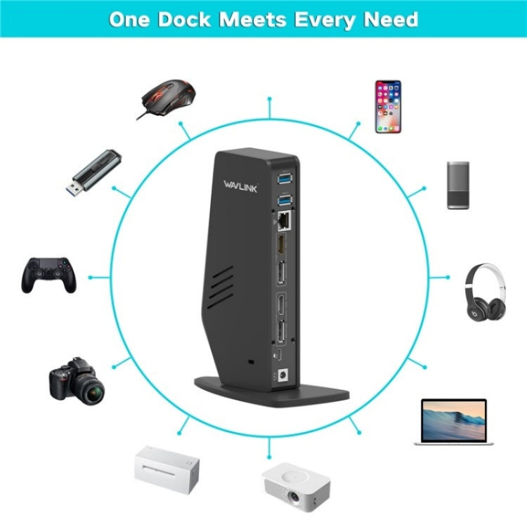 WAVLINK WL-UG69DK5 Laptop Dual 5K / 4K 60Hz Monitor Adapter USB 3.0 Docking Station, Plug:US Plug - free shipping - PMC TechLife - Order now!