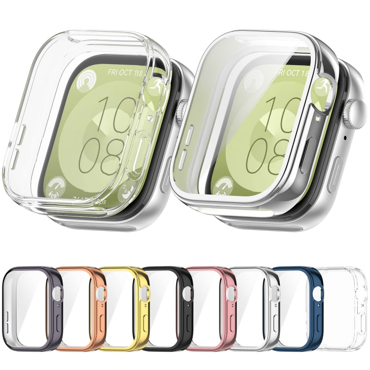 For Huawei Watch Fit 3 Full Coverage TPU Electroplated Watch Protective Case(Transparent) - Watch Cases by PMC TechLife | Online Shopping South Africa | PMC TechLife | Buy Now Pay Later Mobicred