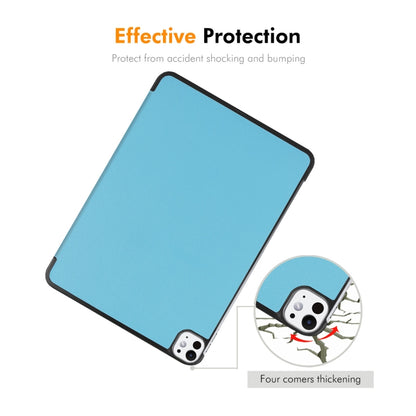 For iPad Pro 11 2024 ENKAY Tri-fold Custer Texture Platic Leather Smart Tablet Case(Light Blue) - iPad Pro 11 2024 Cases by ENKAY | Online Shopping South Africa | PMC Jewellery | Buy Now Pay Later Mobicred