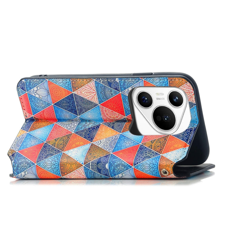 For Huawei Pura 70 CaseNeo Colorful Magnetic Leather Phone Case(Rhombus Mandala) - Huawei Cases by PMC Jewellery | Online Shopping South Africa | PMC Jewellery | Buy Now Pay Later Mobicred