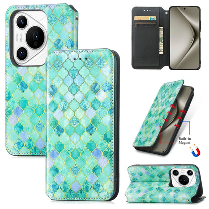 For Huawei Pura 70 Pro CaseNeo Colorful Magnetic Leather Phone Case(Emerald) - Huawei Cases by PMC Jewellery | Online Shopping South Africa | PMC Jewellery | Buy Now Pay Later Mobicred