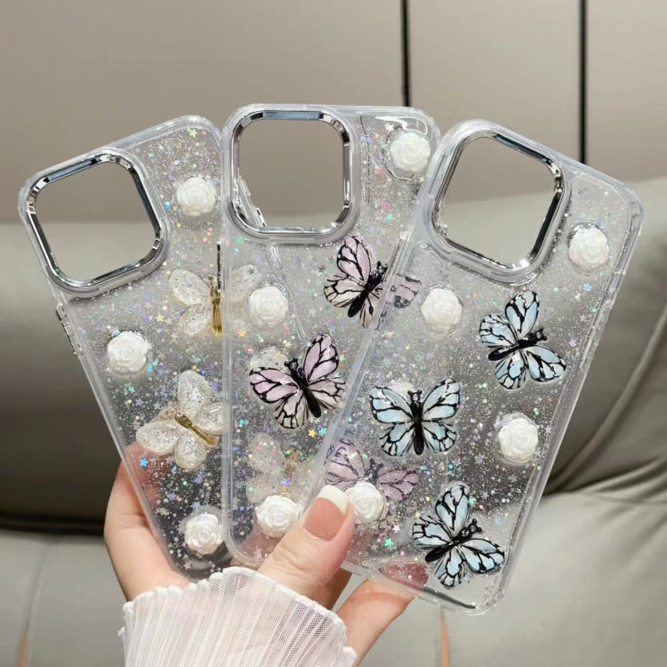 For iPhone 16 Glitter 3D Butterfly TPU Phone Case(Gold) - iPhone 16 Cases by PMC TechLife | Online Shopping South Africa | PMC TechLife | Buy Now Pay Later Mobicred