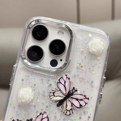 For iPhone 16 Plus Glitter 3D Butterfly TPU Phone Case(Blue) - iPhone 16 Plus Cases by PMC Jewellery | Online Shopping South Africa | PMC Jewellery | Buy Now Pay Later Mobicred